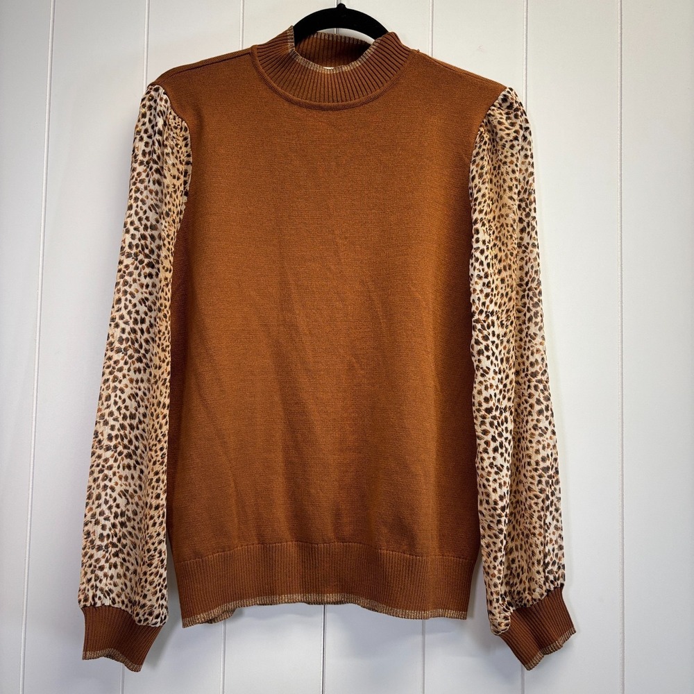 By Design Mob Wife Animal Print Sweater Women Small Size M Autumn Career Chic